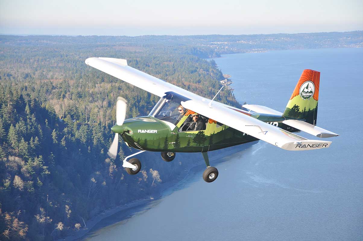 The Vashon Ranger R7 flying over the Puget Sound